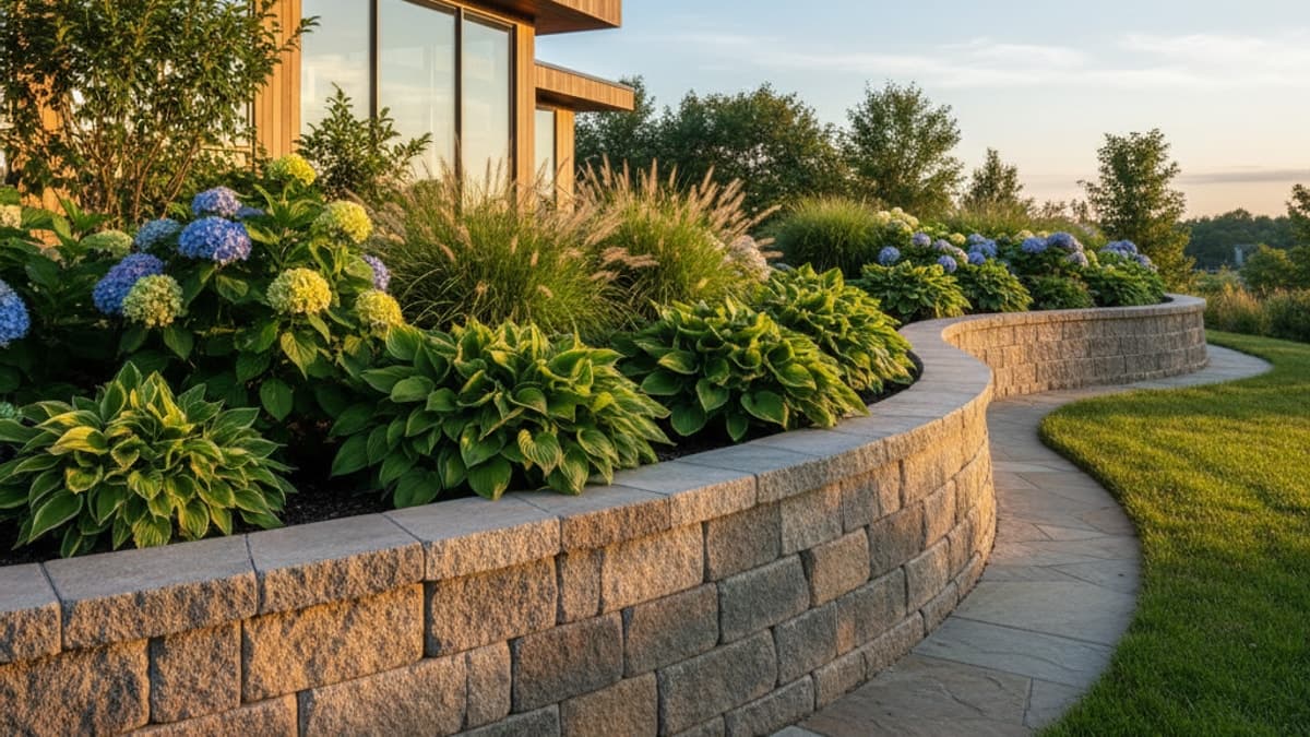 Tiered concrete retaining wall stabilizing a slope on a San Diego hillside lot — Modern Yardz