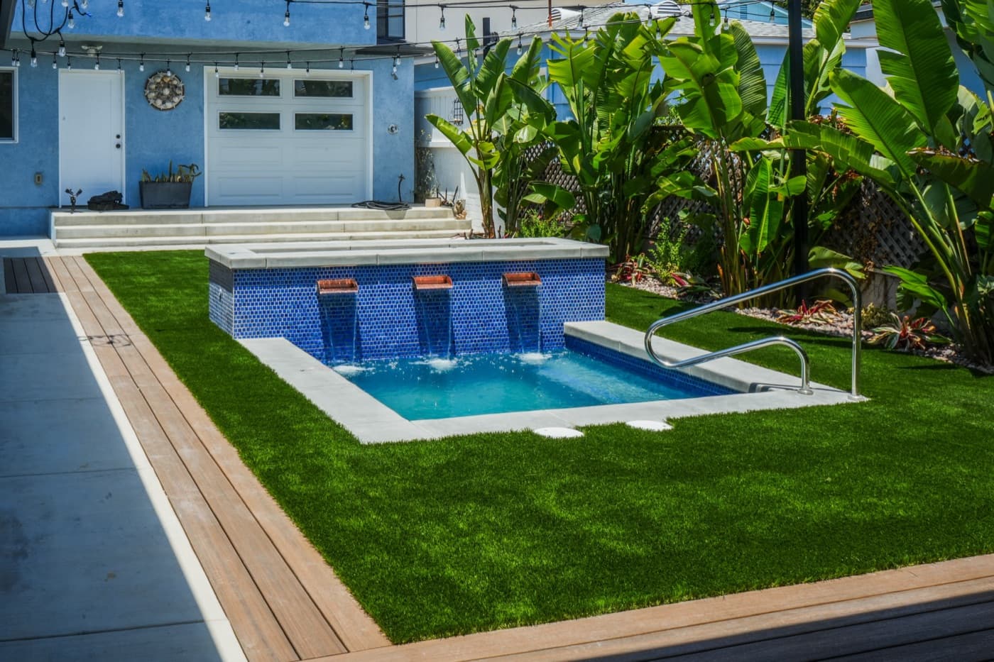 Hilltop fire table with valley views in Oceanside by Modern Yardz